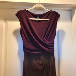 Elegant Plum Draped Dress By Chaps ,size Small/P